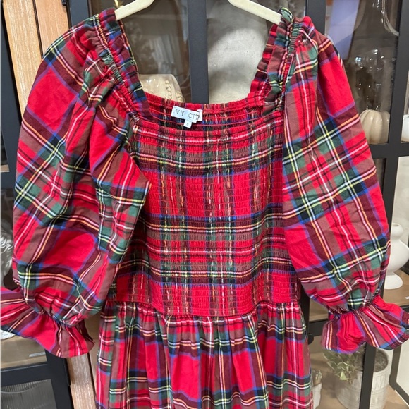 Ivy City Co nap dress maxi tiered smock holiday plaid madeline hill house tartan - Picture 7 of 9